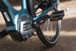 Close-up shot of Shimano mid-drive motor system for an electric bike Close-up shot of Shimano mid-drive motor system for an electric bike