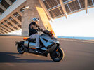 BMW's CE-04 electric scooter rides on a coastal road in Europe BMW's CE-04 electric scooter rides on a coastal road in Europe